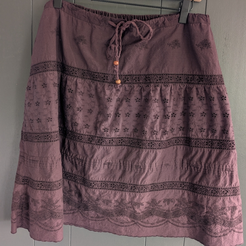 Bohemian Chocolate Lace Skirt - Size XL